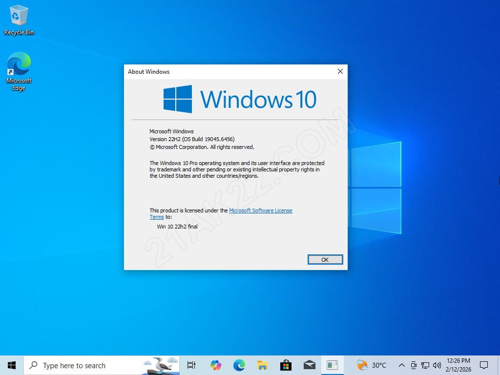 Tải ISO Windows 10 22H2 Gốc Microsoft 10/2025 Cuối Cùng