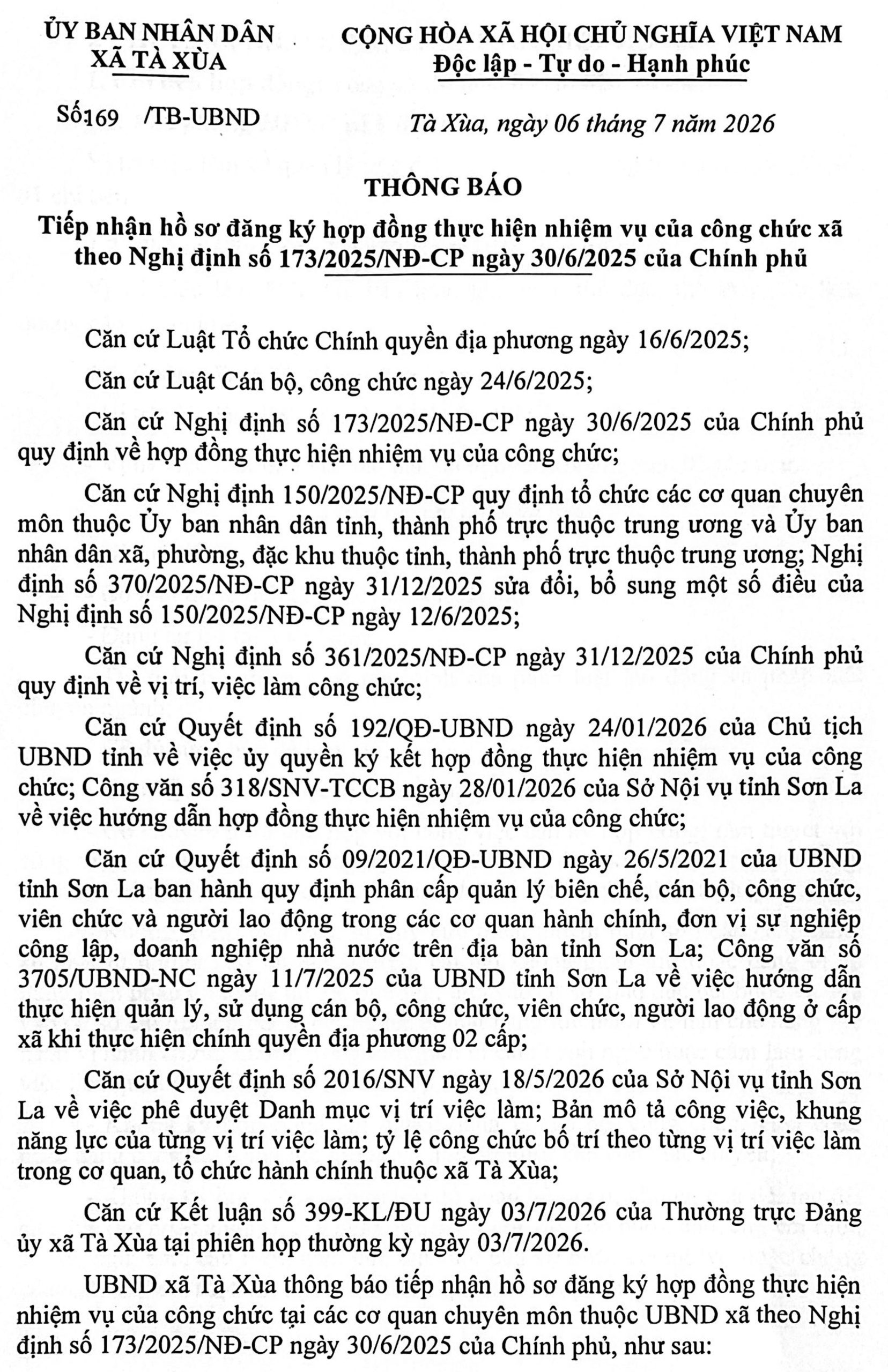 UBND xã Tà Xùa, tỉnh Sơn La tiếp nhận hợp đồng thực hiện nhiệm vụ của công chức năm 2026