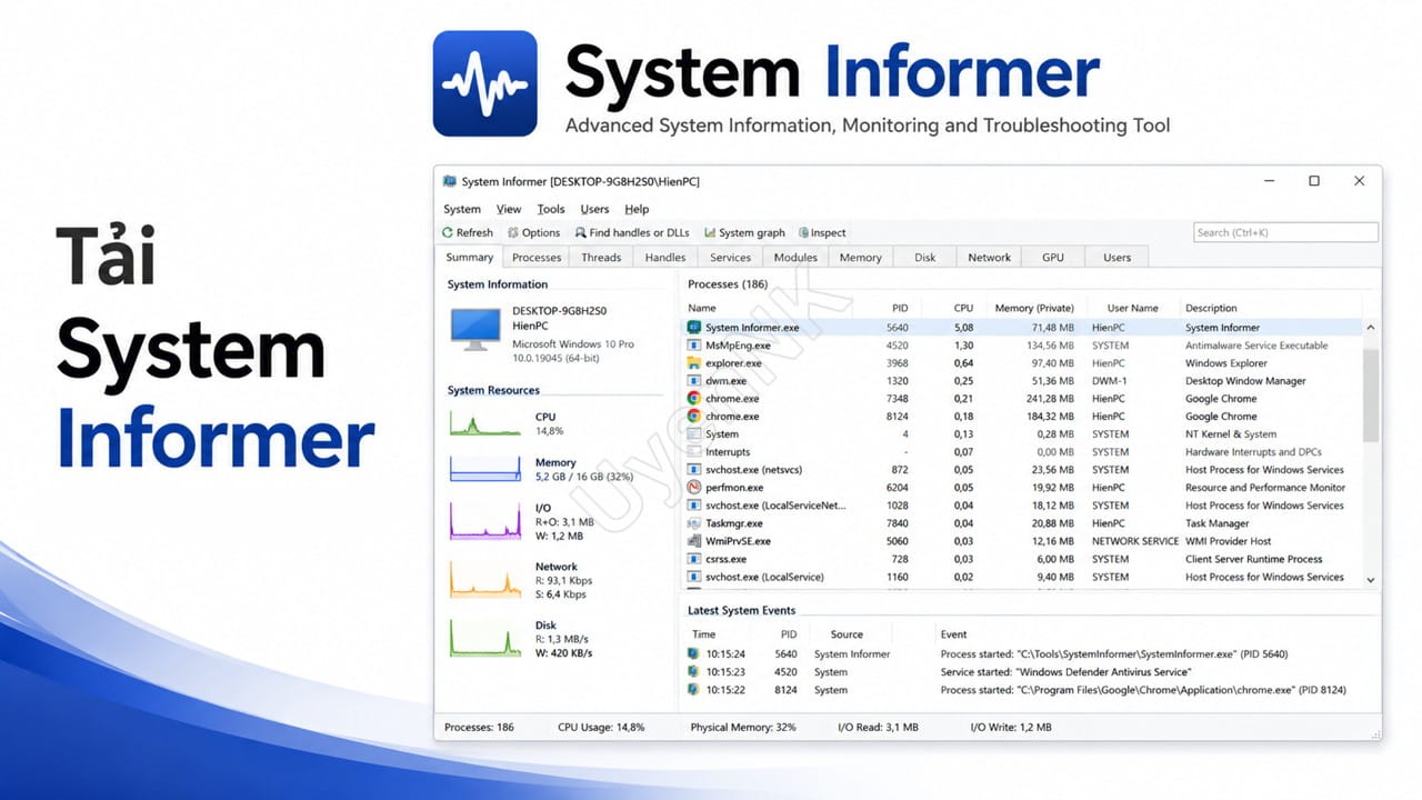 Tải System Informer - Phần Mềm Quản Lý Hệ Thống Windows 1 Tải System Informer - Phần Mềm Quản Lý Hệ Thống Windows